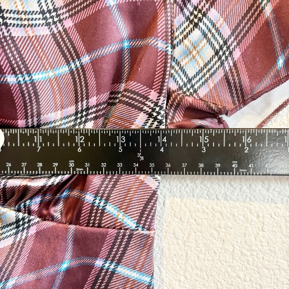 Forever 21 Crop Top Womens Small Plaid Lace Preppy Academia Festival Satin EUC - Picture 6 of 8